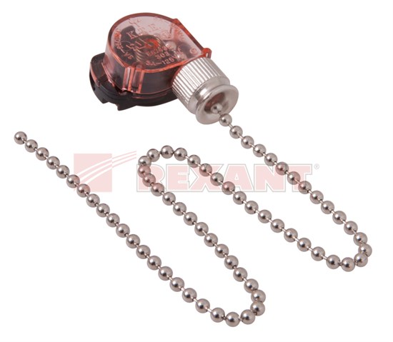 FD 32-0101 Выключатель для настенного светильника с цепочкой 270 мм, silver (уп.100/1500шт.) REXANT FD 32-0101 - фото 610629