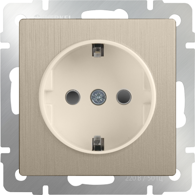 WL10-SKGS-01-IP44 Механизм розетки 1 гнездо с заземлением и шторками, шампань рифленый (уп.10шт.) WERKEL a035620 - фото 610730