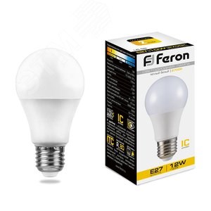 25489 LB-93 A LED 12Вт E27 2700К 1100Лм груша 220В (замена 100Вт) Лампа светодиодная (уп.10/100шт.) FERON (Китай) 25489 - фото 610734