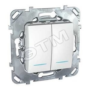 MGU5.0101.18NZD ДВУХКЛАВИШНЫЙ ВЫКЛЮЧАТЕЛЬ  С ИНДИКАЦИЕЙ БЕЛЫЙ (уп.10шт.) UNICA MGU5.0101.18NZD - фото 610771