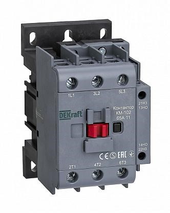22008DEK Контактор 65А 220В/230В АС3 АС4 1НО+1НЗ КМ-102 DEKraft 22008DEK - фото 610835