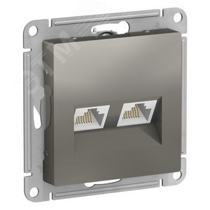 ATN000985 AtlasDesign Механизм розетки двойной компьютерной RJ45+RJ45, Cat.5e, сталь Systeme Electric (Россия) ATN000985 - фото 610870