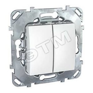 MGU5.211.18ZD Unica Двухклавишный выключатель (сх.5), белый (уп.10шт.) Schneider Electric MGU5.211.18ZD - фото 610967