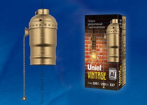 DLC-V-H01Z/E27 BRONZE Vintage Патрон декоративный с выкл., материал алюминий. Цвет бронза. UNIEL DLC-V-H01Z/E27 BRONZE - фото 611044