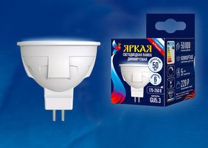 LED-JCDR-6W/NW/GU5.3/FR/DIM Лампа светодиодная диммир., белый свет (уп.100шт.) UNIEL UL-00003989 - фото 611162