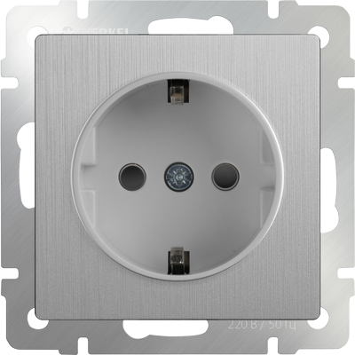 WL09-SKG-01-IP20 Механизм розетки 1 гнездо с заземлением, серебряная рифленая (уп.10шт.) WERKEL a035648 - фото 611240