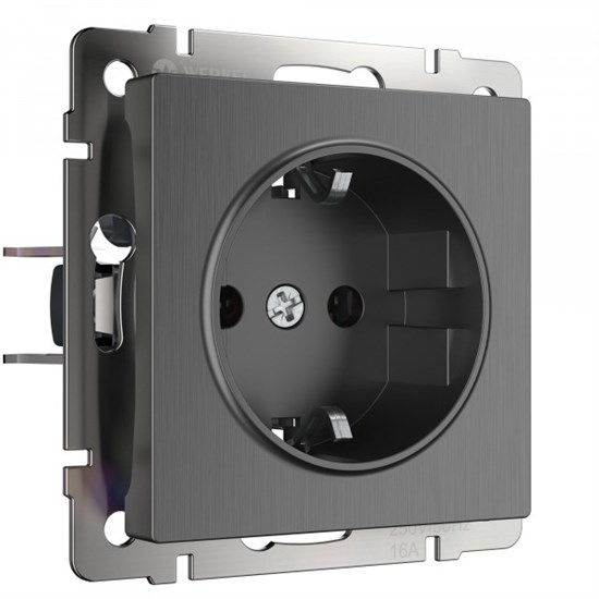WL04-SKG-01-IP20 Механизм розетки 1 гнездо с заземлением, графит рифленый (уп.10шт.) Werkel™ a046602 - фото 611295