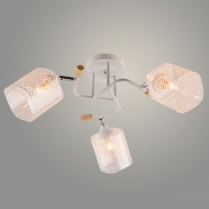 XA1599/3 WH+CR+WOOD Люстра белый/хром/дерево 3х60W E27 d590 h260, HN24 (Росток) 988384098 - фото 611362