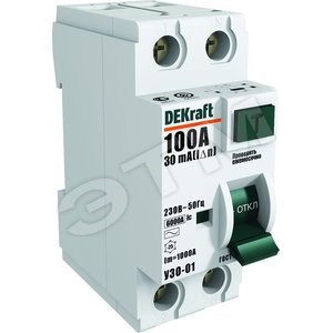14204DEK/14052DEK/14003DEK УЗО03-2P-010A-030 УЗО 2P 10А 30мА тип AC 6кА (уп.6шт.) DEKraft 14204DEK - фото 611481