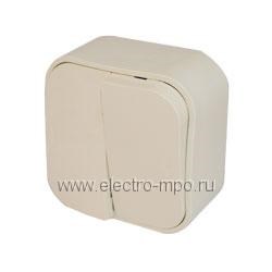 782232 Quteo Выключатель двухклавишный 10A 250B~ IP20 Слоновая кость (уп.20шт.) Legrand (Франция) 782232 - фото 611807