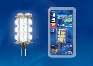 LED-JC-12/2,3W/DW/G4 220lm Corn Лампа светодиодная (уп.200шт.) UNIEL LED-JC-12/2,3W/DW/G4 220l - фото 611971