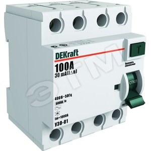 14048DEK УЗО01-4P-100A-300 УЗО 4P 100А 300мА тип AC 6кА DEKraft (уп.3шт.) УЗО01-4P-100A-300 - фото 612196