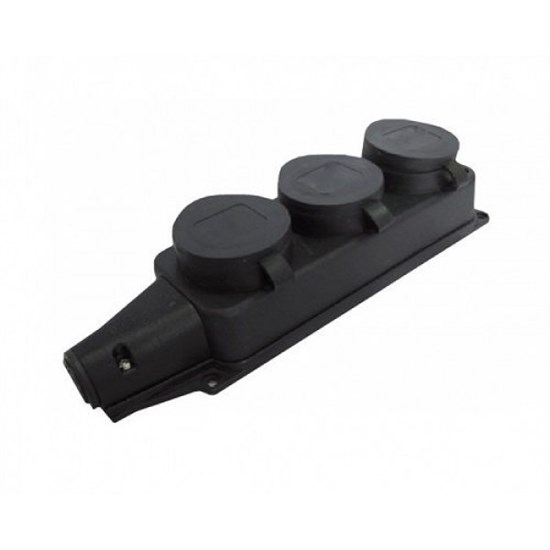 MUT-29/3 Колодка 3 гнезда с с/з и крышкой 220В 16А IP44 каучук, чёрная (уп.12шт.) Mutlusan (Турция) 010083500293 - фото 612290