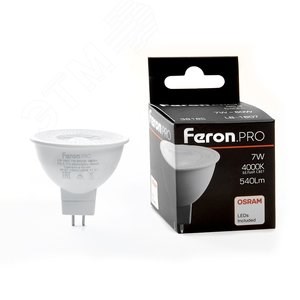 38186 LB-1607 MR16 LED 7Вт GU5.3 4000К 540Лм спот 220В (замена 60Вт) Лампа светодиодная с линзой 110° (уп.10/200шт.) FERON (Китай) 38186 - фото 612318