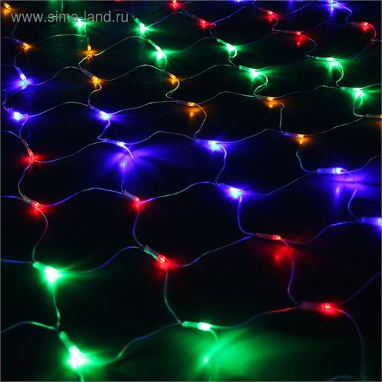1585744 Гирлянда "Сетка" Ш:1,6 м, В:1,6 м, нить силикон, LED-144-220V, контроллер, 8 режимов, мульти 1585744 - фото 612387