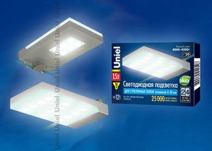 ULE-C01-1,5W/BLUE IP20 SILVER Подсветка светодиодная для стеклянных полок. (уп.10шт.) UNIEL ULE-C01-1,5W/BLUE IP20 SI - фото 612758