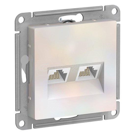 ATN000485 AtlasDesign Механизм розетки двойной компьютерной RJ45+RJ45, Cat.5e, жемчуг (уп.5шт.) Systeme Electric (Россия) ATN000485 - фото 612972