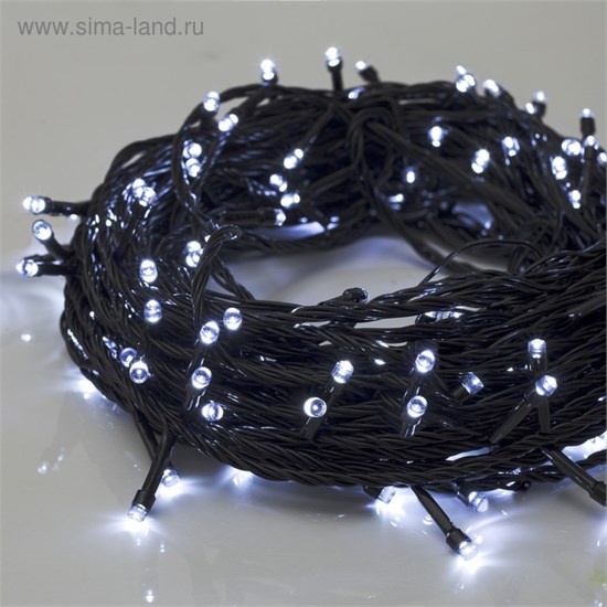 3556812 Гирлянда "Нить" 20 м , IP20, тёмная нить, 200 LED, свечение белое, 8 режимов, 220 В 3556812 - фото 613068