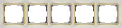 WL03-Frame-05-ivory-GD Рамка на 5  постов, слоновая кость/золото (уп.5шт.) Snabb WERKEL WL03-Frame-05-ivory-GD - фото 613093