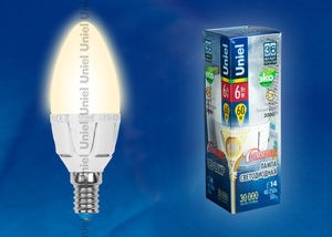 LED-C37-6W/WW/E14/FR/DIM Palazzo Лампа светодиодная диммир., теплый белый свет (уп.10шт.) UNIEL LED-C37-6W/WW/E14/FR/DIM - фото 613377