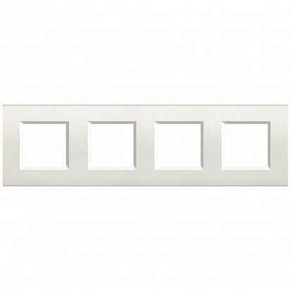 LNA4802M4BI LivingLight Рамка прямоугольная, 4 поста (немецкий стандарт 2+2+2+2 модуля, межосевое расстояние 71мм), цвет белый Bticino LNA4802M4BI - фото 613557