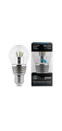 HA105202207-D Gauss LED Globe-dim Crystal Clear 7W E27 4100K Лампа светодиодная "шар" (уп.10шт.) HA105202207-D - фото 613772