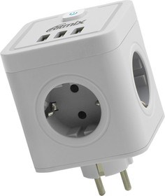 RM-043 WHITE 220В 16А 4000Вт прямое вкл., 4гн. с з/к +3 USB 5В 3.1А Сетевой фильтр RITMIX 4610121107531 - фото 613960