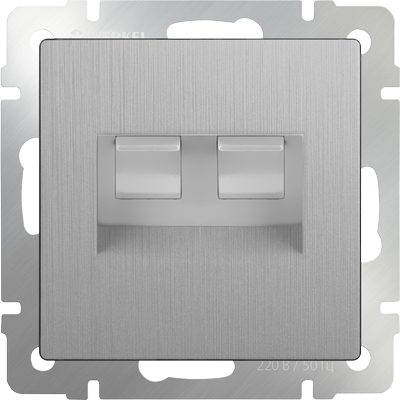 WL09-RJ11-45 Розетка телефонная RJ-11 и компьютерная RJ-45 серебряная рифленая (уп.5шт.) WERKEL WL09-RJ11-45 - фото 614013