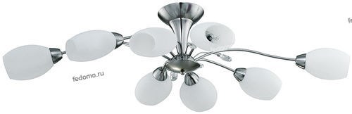 830/8PF-Whitechrome Люстра потолочная хрустальная, 8 плафонов, никель, белый, прозрачный хрусталь 830/8PF-Whitechrome - фото 614257