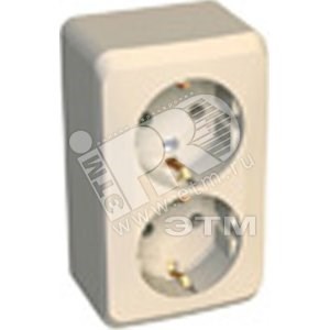 PA 16-007K ЭТЮД Розетка 2 гнезда с заземлением бежевая (уп.16шт.) Systeme Electric (Россия) PA16-007K - фото 614380