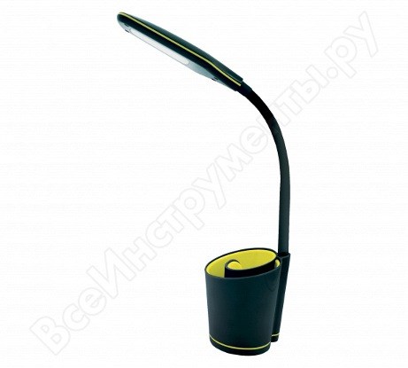 KD-813 C44 черный+жёлтый Настольный светильник, LED, 5Вт, сенсор, 3 уровня яркости, органайзер, USB-разъём 2А Camelion KD-813 C44 черный+жёлтый - фото 614631