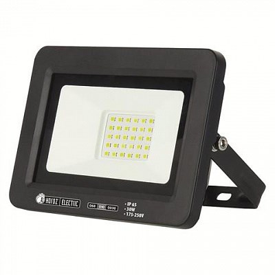 HRZ01001154 068-010-0030 Aslan-30 Светодиодный прожектор 30W 6400K 175-250V, черный (уп.30шт.) HOROZ ELECTRIC HRZ01001154 - фото 614640