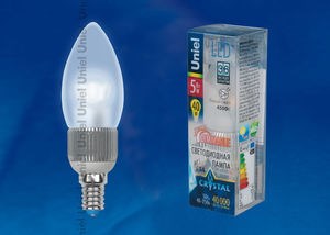 LED-C37P-5W/NW/E14/FR/DIM Лампа светодиодная, "свеча", матовая, белый свет (уп.100шт.) UNIEL LED-C37P-5W/NW/E14/FR/DIM - фото 614734