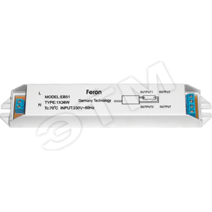 21521 EB51S 1*36W T8/G13 230V электронный ПРА (Балласт электронный) 195*28*19 (уп.10/200шт.) FERON 21521 - фото 614746