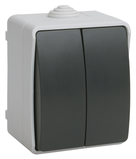 EVS20-K03-10-54-DC ФОРС  Выключатель двухклавишный наружный IP54 (уп.10шт.) IEK® EVS20-K03-10-54-DC - фото 614772