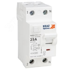 343913 OptiDin DM63-2240-A-4,5-УХЛ4 Выключатель дифференциального тока (УЗО) без защиты от сверхтоков 2P 40А 30мА тип AC 4,5кА КЭАЗ (Россия) 343913 - фото 614789