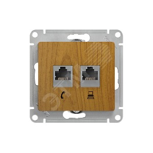 GSL000585 Glossa Розетка телефон/компьютер RJ11+RJ45 Cat. 5e, дуб, механизм (уп.10шт.) Schneider Electric GSL000585 - фото 615164
