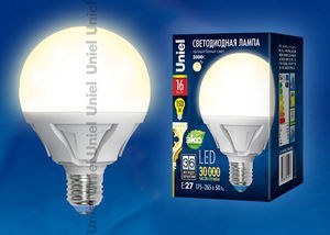 LED-G95-16W/WW/E27/FR Palazzo Лампа светодиодная "шар", матовая, теплый белый свет (уп.20шт.) UNIEL LED-G95-16W/WW/E27/FR - фото 615426