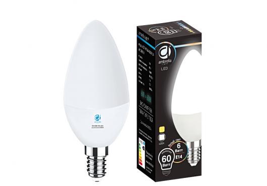 206014 Present LED C37-PR 6W (60W) E14 4200K Лампа светодиодная "Свеча" (уп.100шт.) Ambrella Light 206014 - фото 615818
