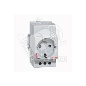 004285 Розетка на DIN-pейку 2K+Т немецкий стандарт 10/16А (уп.10шт.) Legrand (Франция) 004285 - фото 616044