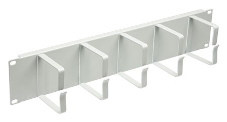 JB08-2U-GY Кабельный органайзер горизонтальный 19" 2U, 5 колец, металлический, цвет серый Cabeus JB08-2U-GY - фото 616101