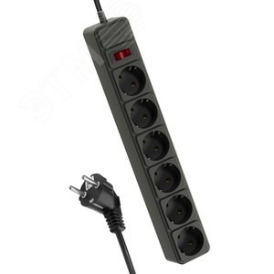 FKsm3m-6g(B)16A Сетевой фильтр 6 гнезд 1,8м, пвс 3х1мм², черный КОСМОС (Китай) FKsm1.8m-6g(B)16A - фото 616139