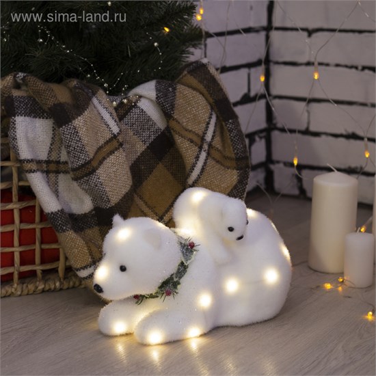 3662099 Фигура световая "Медведь и медвежонок", 28 LED, 26х16х16 см, фиксинг, от батар. (не в компл) 3662099 - фото 616299
