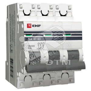 mcb4763-3-25C-pro PROxima Авт. выкл. ВА47-63 3Р 25А 4,5кА хар. С (уп.4шт.) EKF mcb4763-3-25C-pro - фото 616450