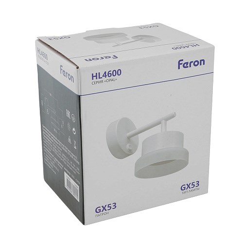 51684 HL4600, GX53 12W 230V, белый Светильник настенный FERON 51684 - фото 616453