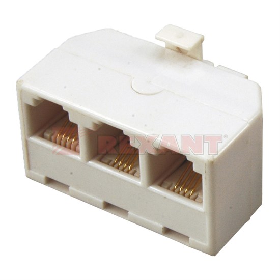 FD 03-0041/FD 6004 Телефонный тройник (штекер - 3 гнезда) 6P-4C (уп.50/500шт.) REXANT FD 03-0041/6004 - фото 616713