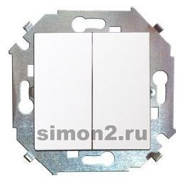 1591397-030 S15 Механизм переключателя двухклавишного (сх.6/2), белый (уп.20шт.) Simon Electric (Россия) 1591397-030 - фото 616867