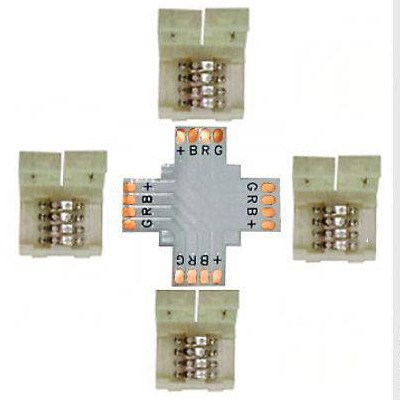 SC41UXESB Ecola LED strip connector комплект X гибкая соед. плата + 4 зажимных разъема 4-х конт. 10mm (уп.30шт.) SC41UXESB - фото 617014
