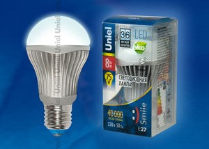LED-A60-8W/NW/E27/FR ALS01SL пластик (уп.100шт.) UNIEL LED-A60-8W/NW/E27/FR - фото 617023