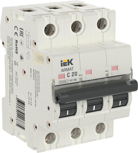 AR-M10N-3-C020 Авт. выкл. ARMAT 3Р 20А M10N х-ка С IEK® AR-M10N-3-C020 - фото 617099